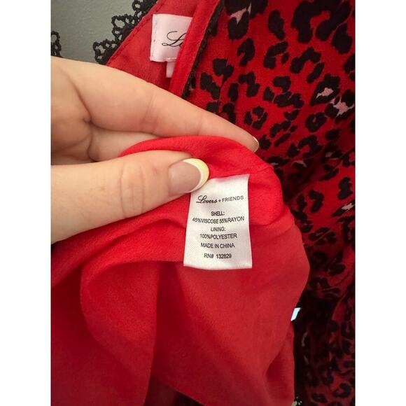 Lovers And Friends NWOT Jason Dress Cheetah Mini V Neck Red Black Size Small - Picture 10 of 12